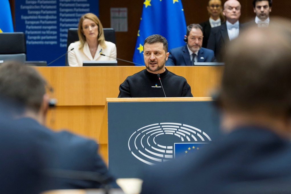 Zelensky discursou no Parlamento Europeu