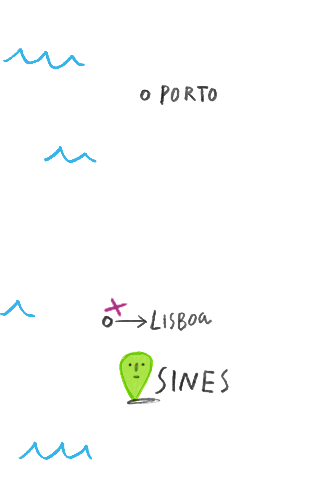 Mapa com localização de Sines